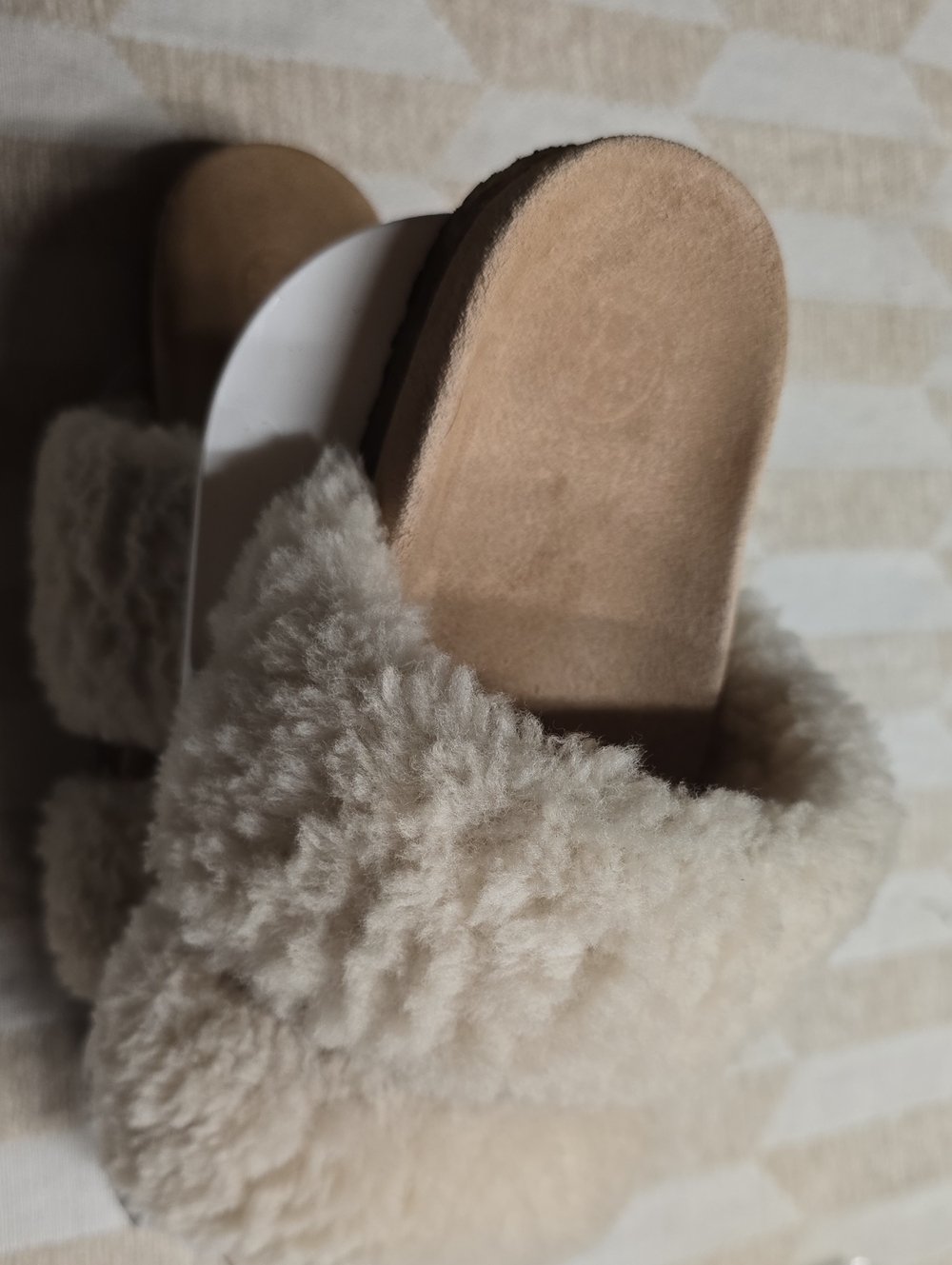 Tory Burch Cream Faux-Shearling Slide Slippers